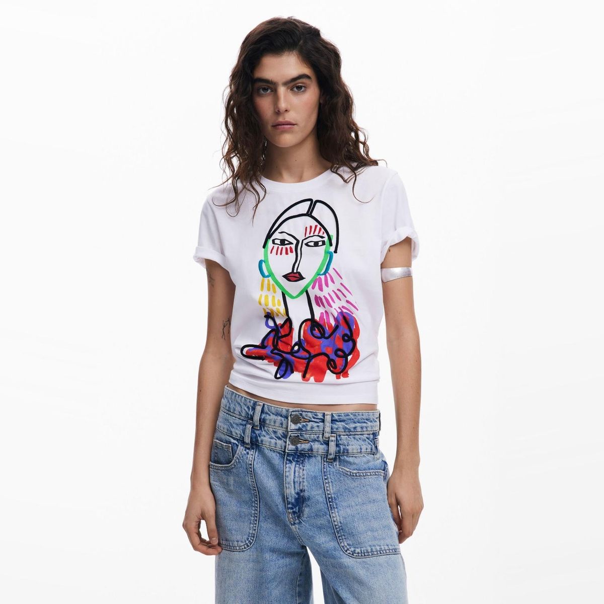 DESIGUAL - Polera Manga Corta Algodón Mujer Desigual