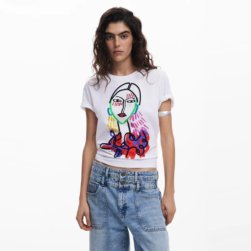 DESIGUAL - Polera Manga Corta Algodón Mujer Desigual