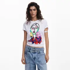 DESIGUAL - Polera Manga Corta Algodón Mujer