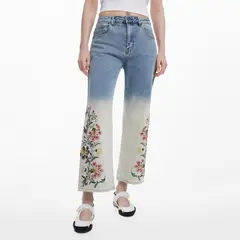 DESIGUAL - Pantalón Tiro Alto Algodón Mujer