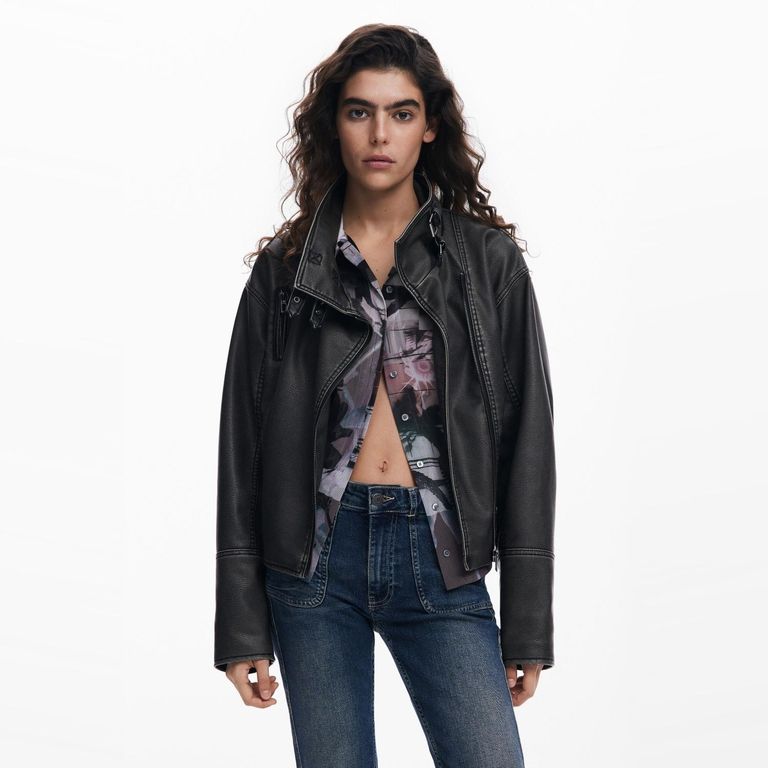 Chaqueta Desigual Para Mujer - De Algodón - Manga Larga - Cierre Con Cremallera - Estilo Abrigo Ligero