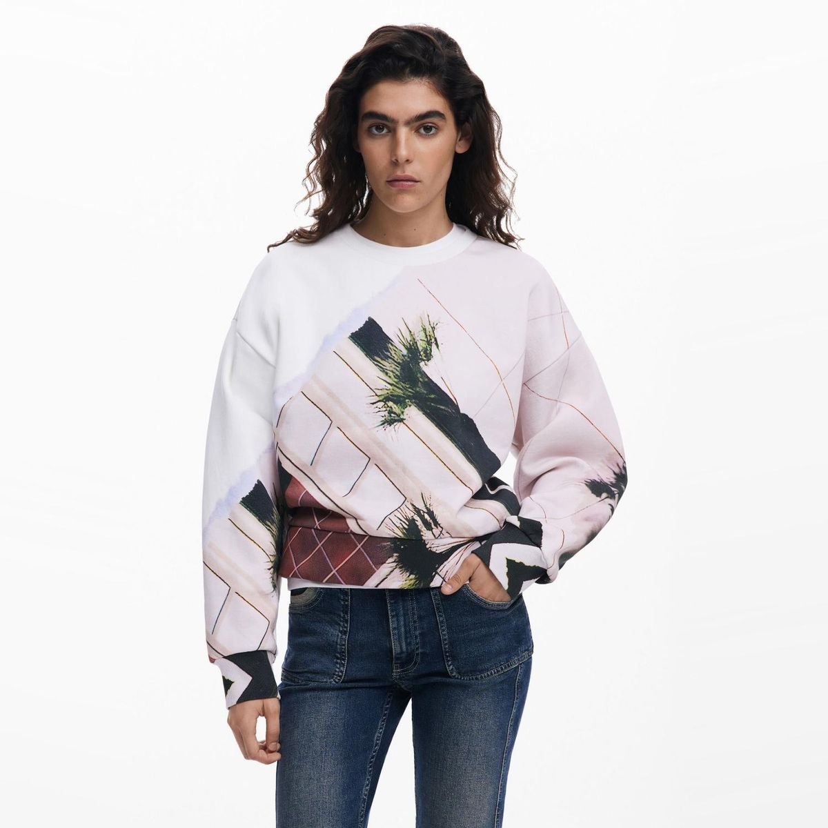 DESIGUAL - Polerón Manga Larga Algodón Mujer Desigual