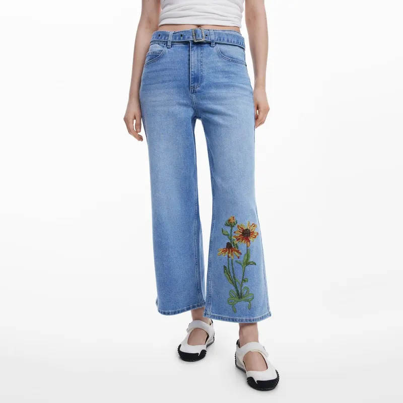DESIGUAL - Pantalón Tiro Alto Algodón Mujer Desigual