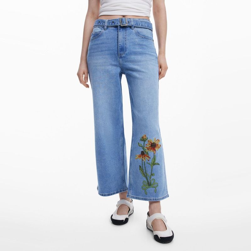 DESIGUAL - Pantalón Tiro Alto Algodón Mujer Desigual