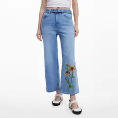 DESIGUAL - Pantalón Tiro Alto Algodón Mujer