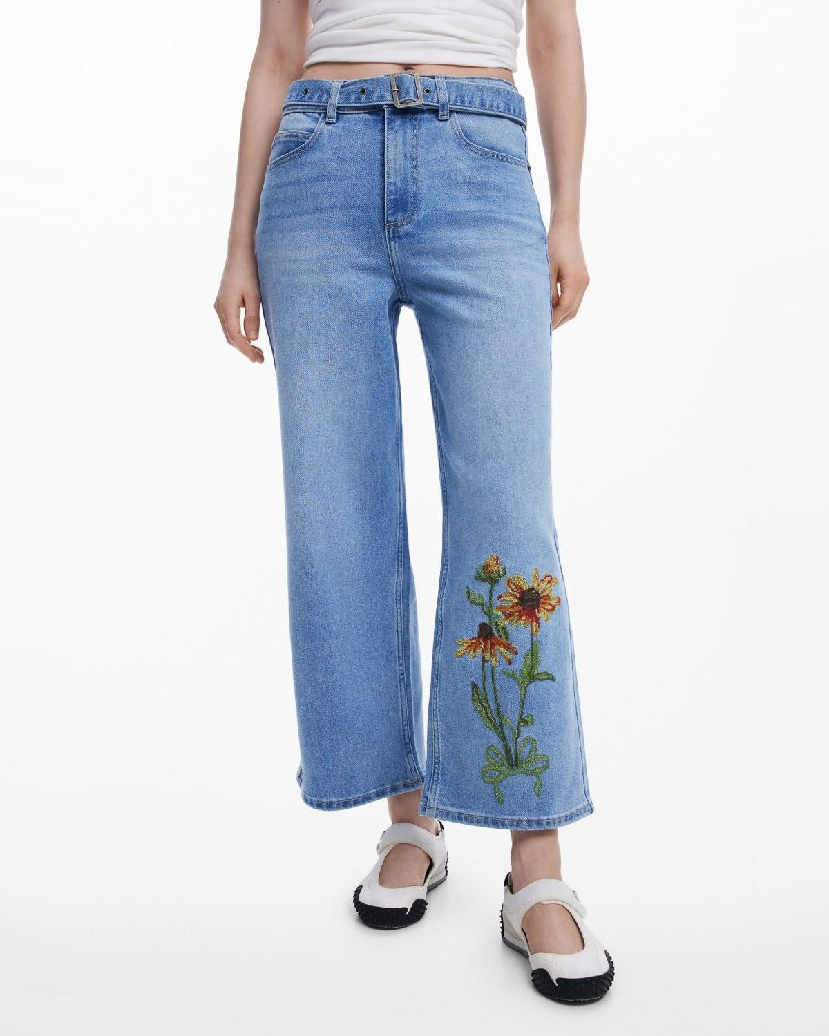 DESIGUAL Pantalón Tiro Alto Algodón Mujer Desigual