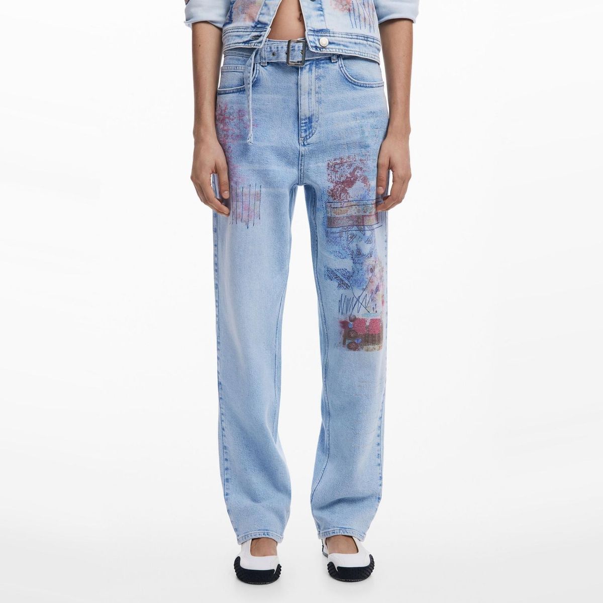 DESIGUAL - Pantalón Tiro Alto Algodón Mujer Desigual