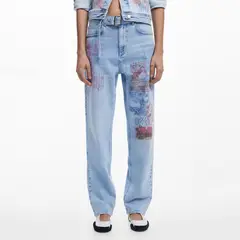 DESIGUAL - Pantalón Tiro Alto Algodón Mujer