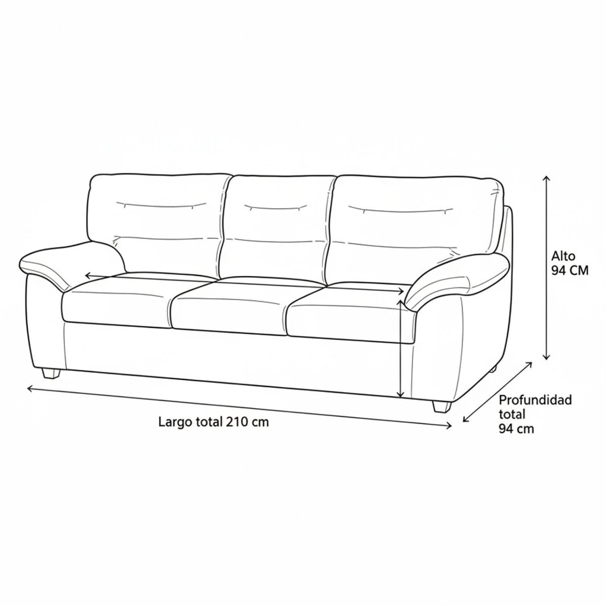 DIVANO - Sofá 3 Cuerpos Elevato Divano