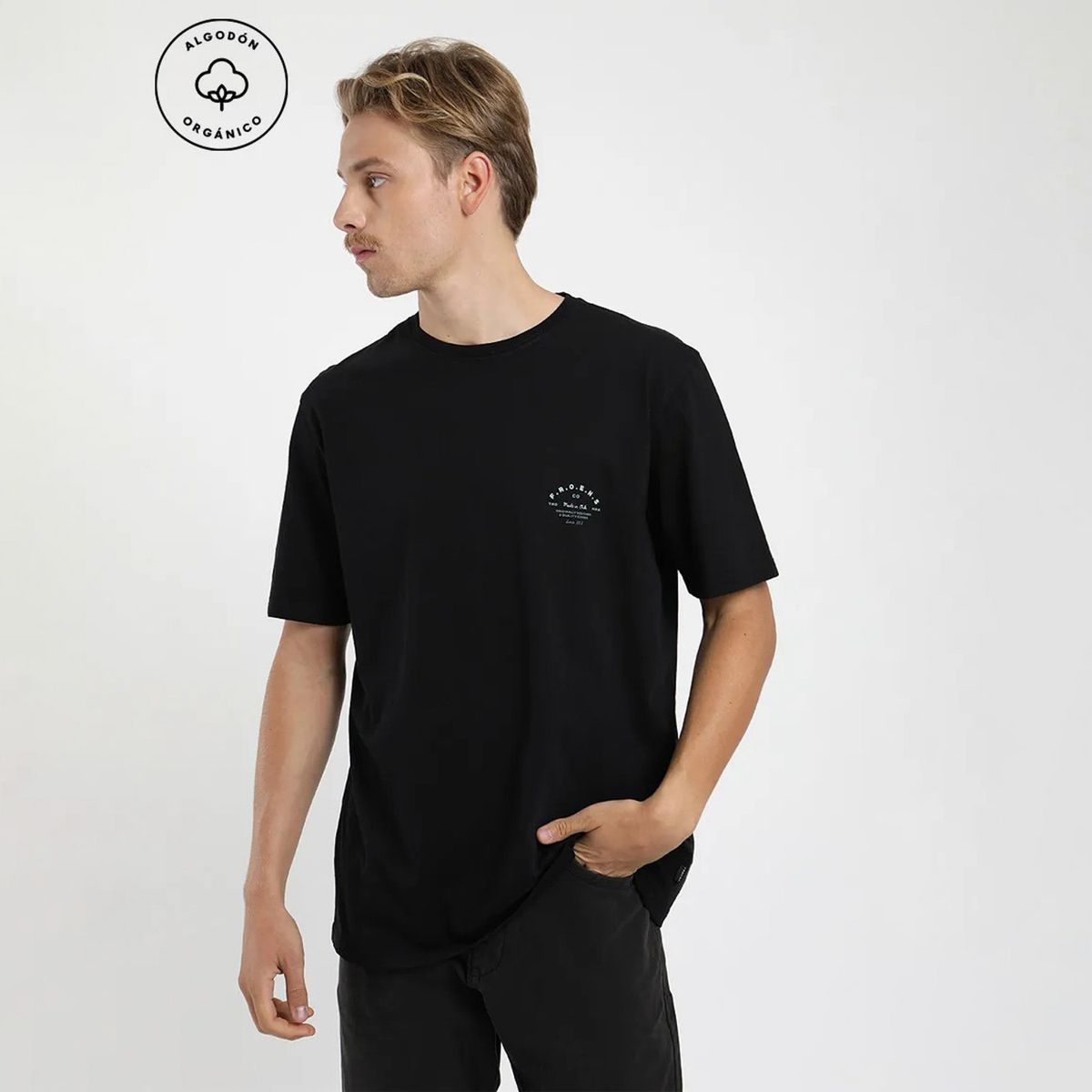 FROENS - Polera Manga Corta Logo Froens Algodón Orgánico Hombre Froens