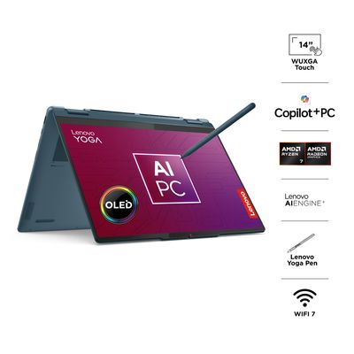Imagen 2 del producto Notebook Yoga 7 2en1 AMD Ryzen 7 AI 350 24GB RAM 1TB SSD 14"" WUXGA 60Hz Táctil + Lápiz