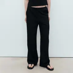 MANGO - Pantalón Recto Lazo Mujer