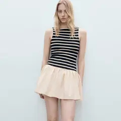 MANGO - Vestido Corto Diseño Combinado Mujer