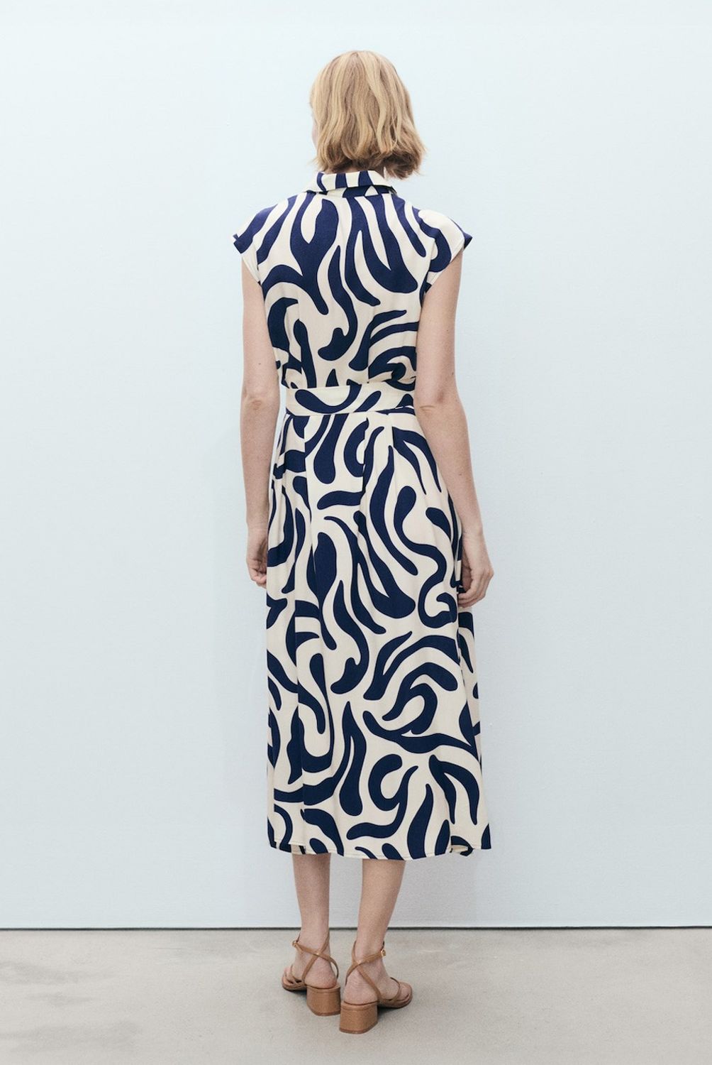 MANGO - Vestido Camisero Estampado Cinturón Mujer Mango
