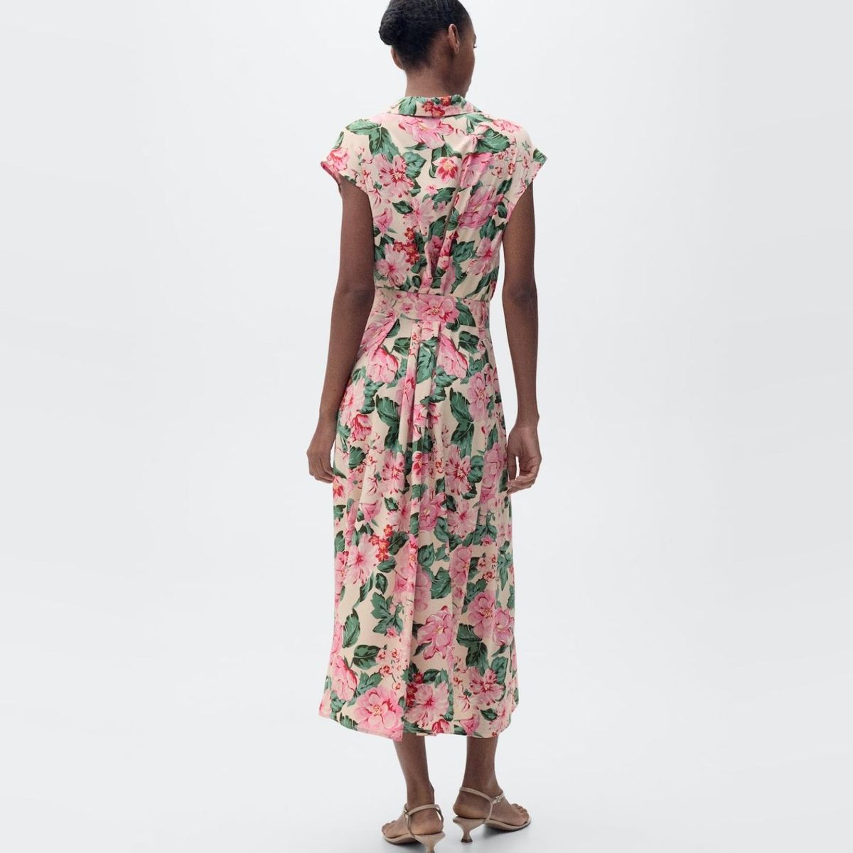 MANGO - Vestido Camisero Estampado Cinturón Mujer Mango