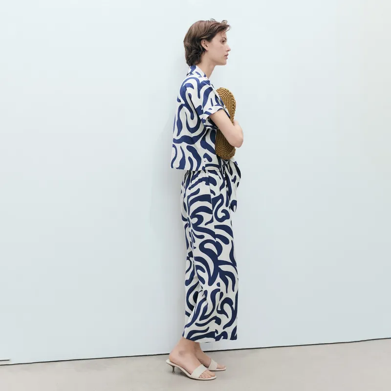 MANGO - Pantalón Culotte Estampado Mujer Mango