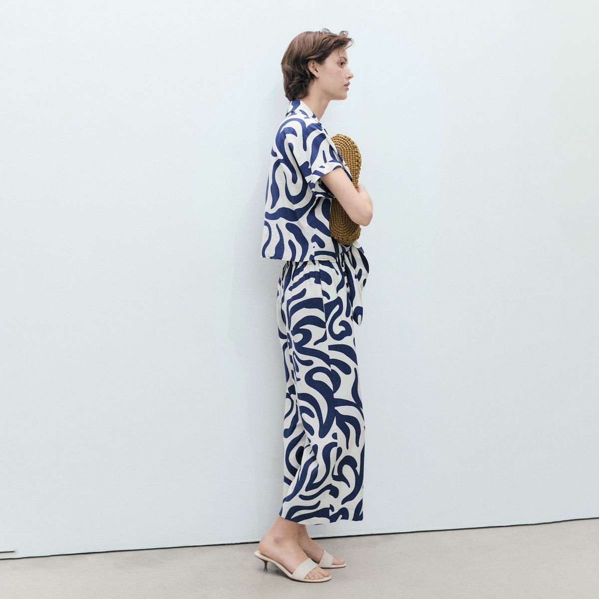 MANGO - Pantalón Culotte Estampado Mujer Mango