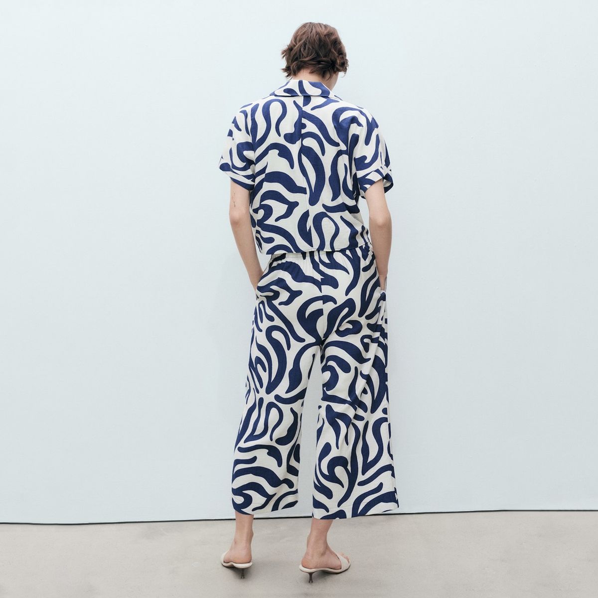 MANGO - Pantalón Culotte Estampado Mujer Mango