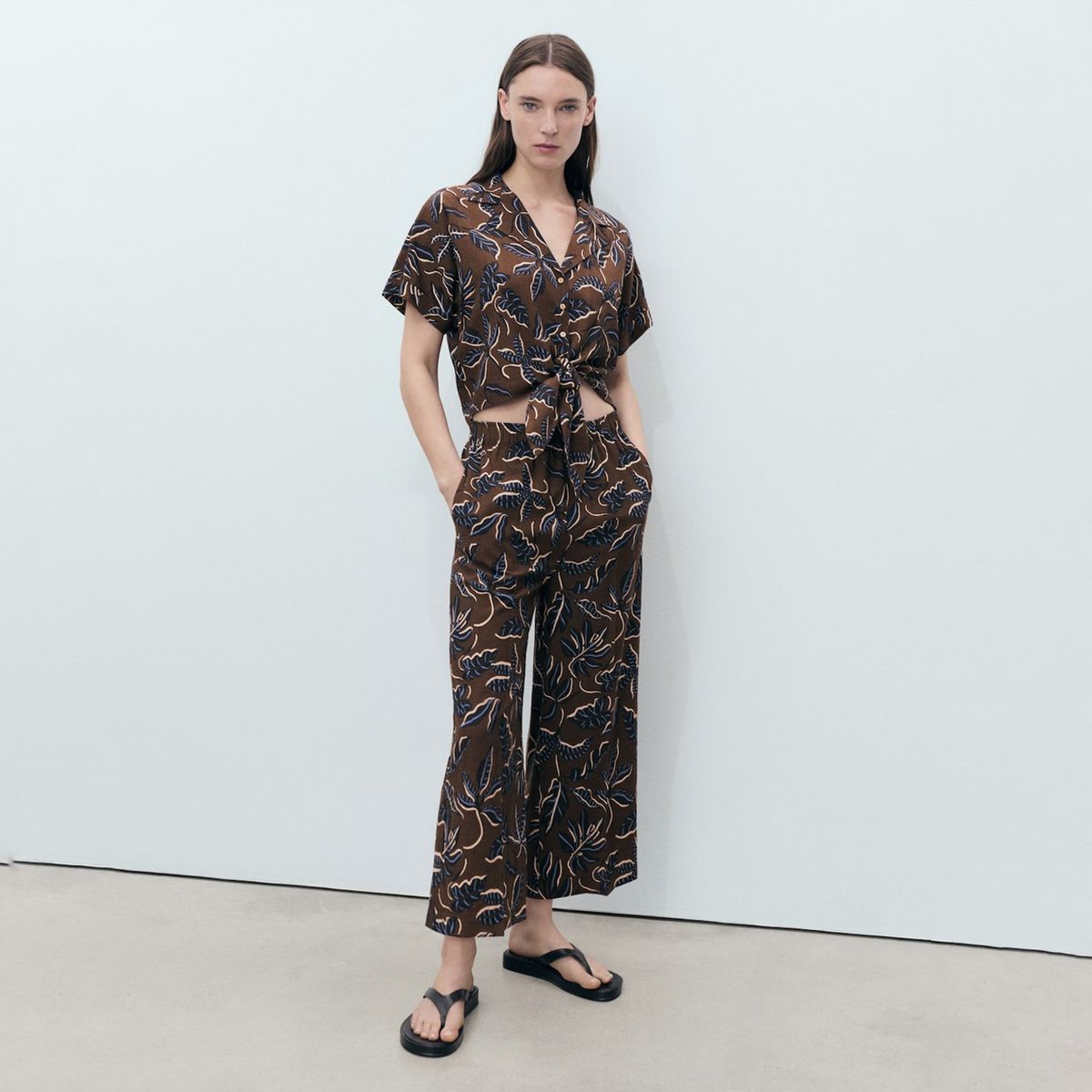 MANGO - Pantalón Culotte Estampado Mujer Mango