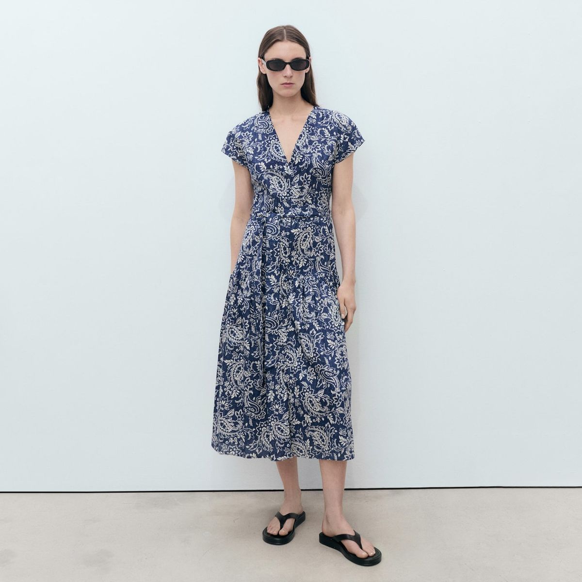 MANGO - Vestido Evasé Paisley Cinturón Mujer Mango