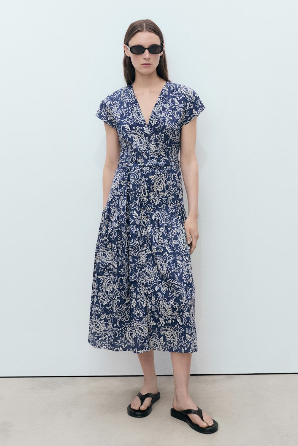 MANGO - Vestido Evasé Paisley Cinturón Mujer Mango