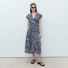 MANGO - Vestido Evasé Paisley Cinturón Mujer