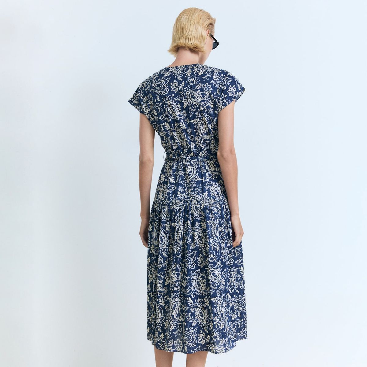 MANGO - Vestido Evasé Paisley Cinturón Mujer Mango