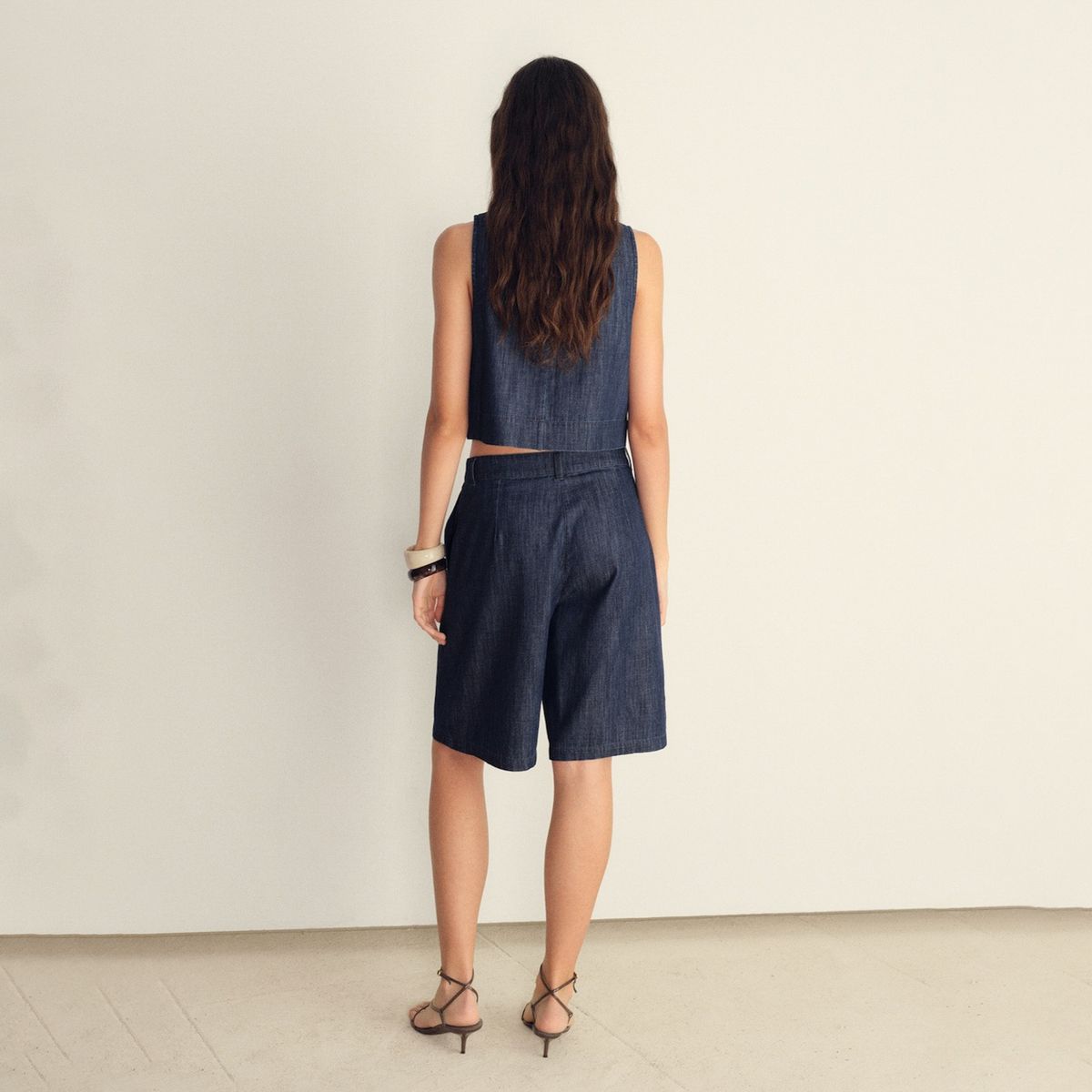 MANGO - Top Crop Denim Rinse Wash Mujer Mango