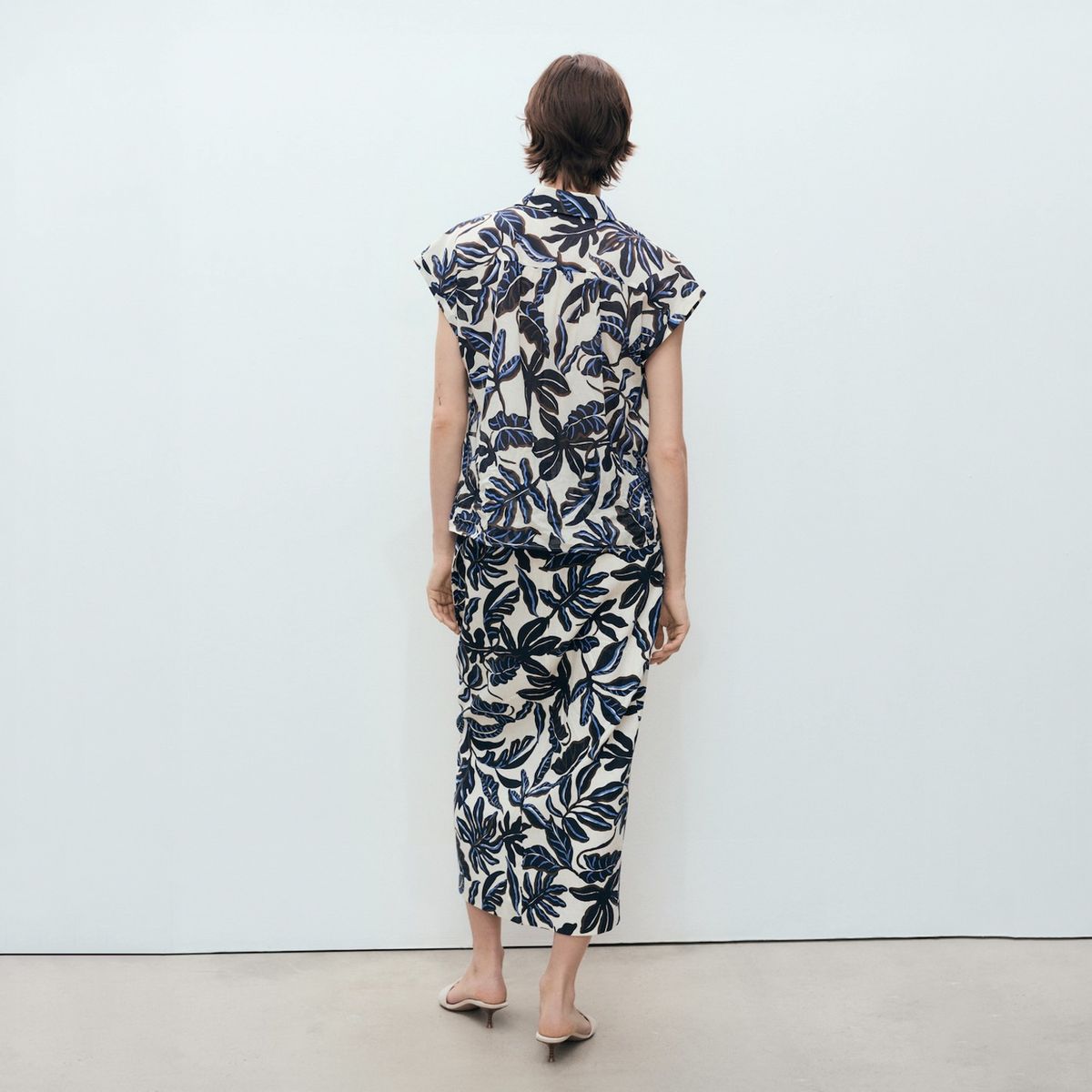 MANGO - Blusa Algodón Estampada Manga Corta Mujer Mango