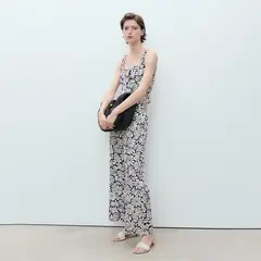 MANGO - Pantalón Lino Flores Mujer