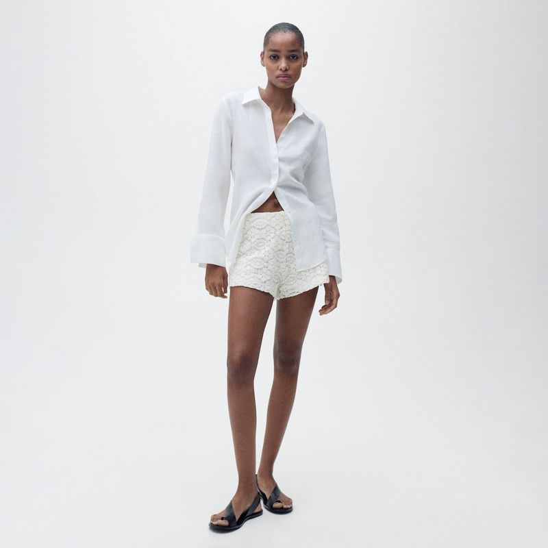 MANGO - Shorts Rectos Crochet Mujer Mango