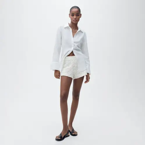 MANGO - Shorts Rectos Crochet Mujer
