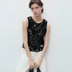 MANGO - Top Punto Crochet Mujer