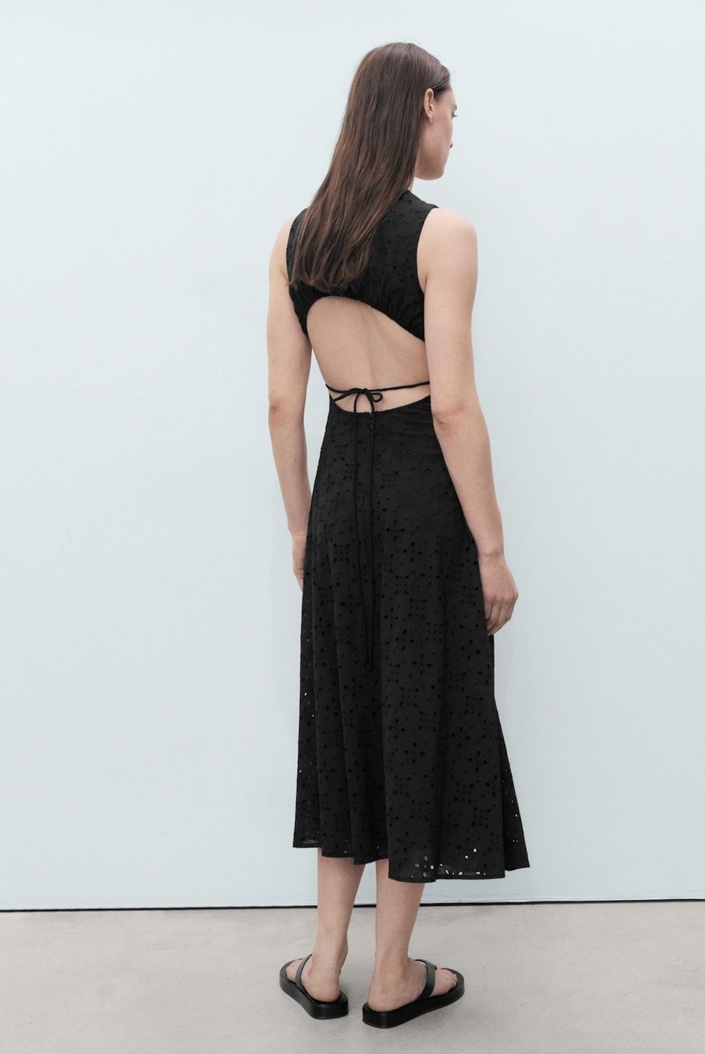 MANGO - Vestido Midi Motivos Bordados Calados Mujer Mango