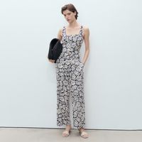 Top Lino Entallado Flores Mujer