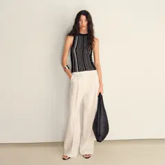 MANGO - Top Punto Halter Rayas Mujer