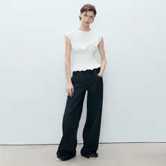 MANGO - Polera Algodón Fruncido Mujer