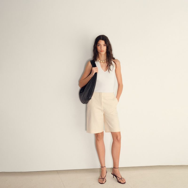 MANGO - Top Halter Punto Canalé Mujer Mango