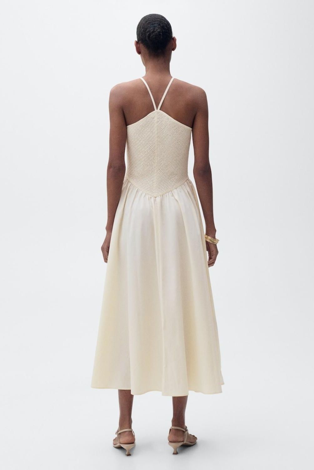 MANGO - Vestido Halter Combinado Mujer Mango