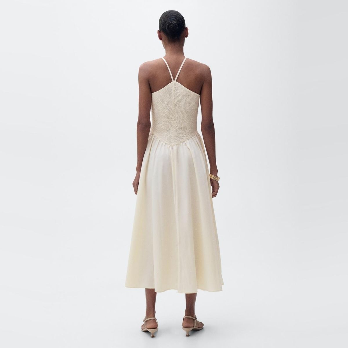 MANGO - Vestido Halter Combinado Mujer Mango