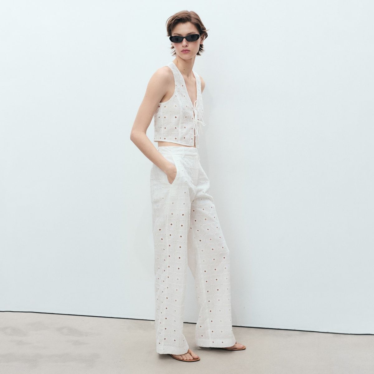 MANGO - Chaleco Algodón Bordado Lazos Mujer Mango