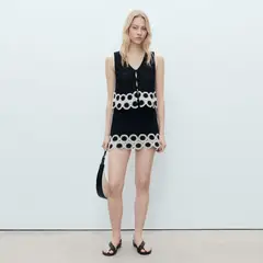 MANGO - Falda Crochet Estampado Circular Mujer