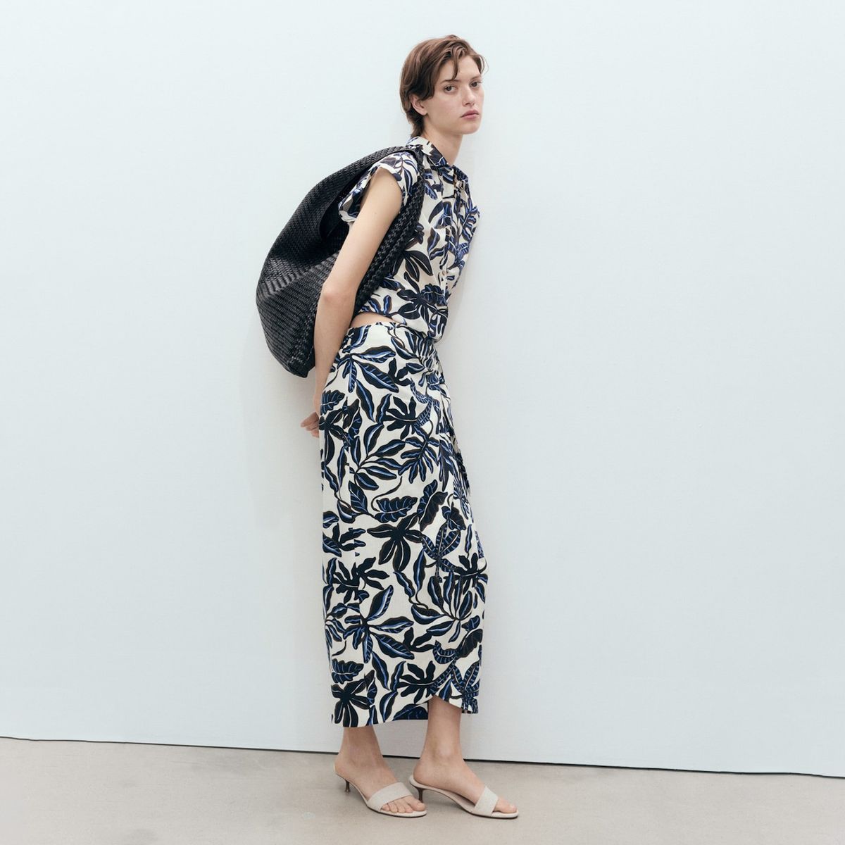 MANGO - Falda Lino Detalle Nudo Mujer Mango