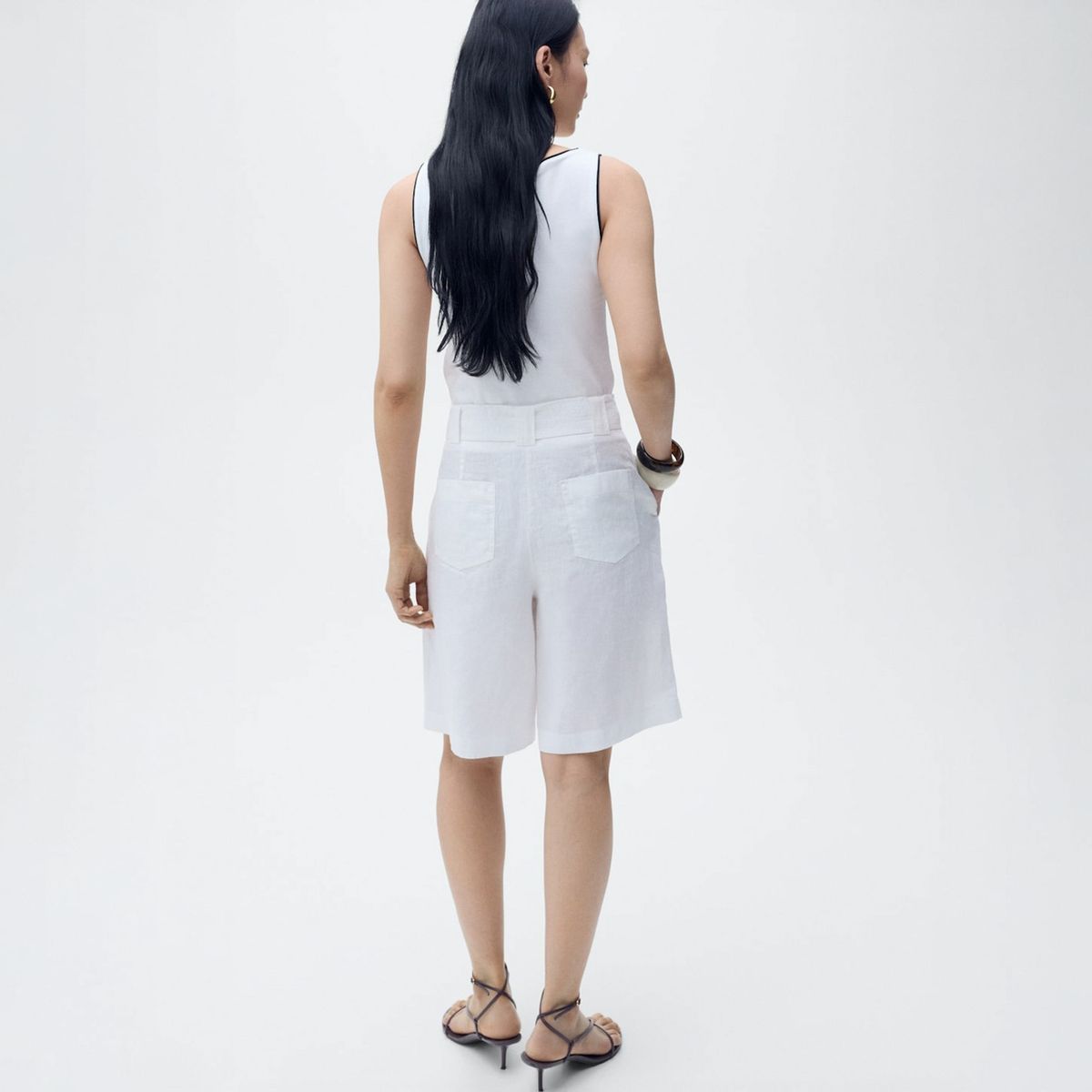 MANGO - Top Algodón Ribetes Contraste Mujer Mango