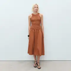 MANGO - Vestido Combinado Textura Espalda Abierta Mujer
