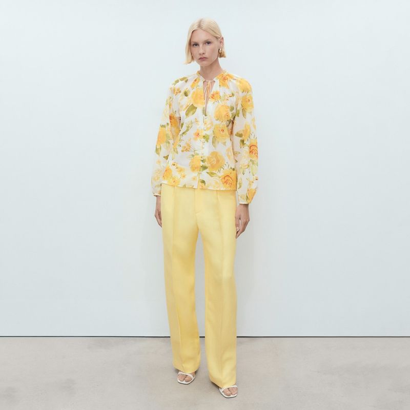 MANGO - Blusa Floral Algodón Mujer Mango