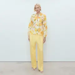 MANGO - Blusa Floral Algodón Mujer
