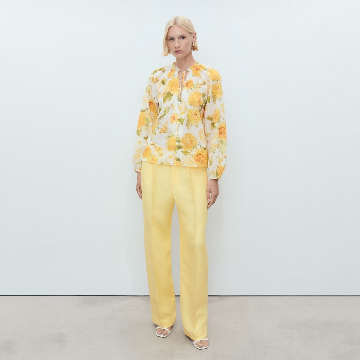 MANGO - Blusa Floral Algodón Mujer Mango