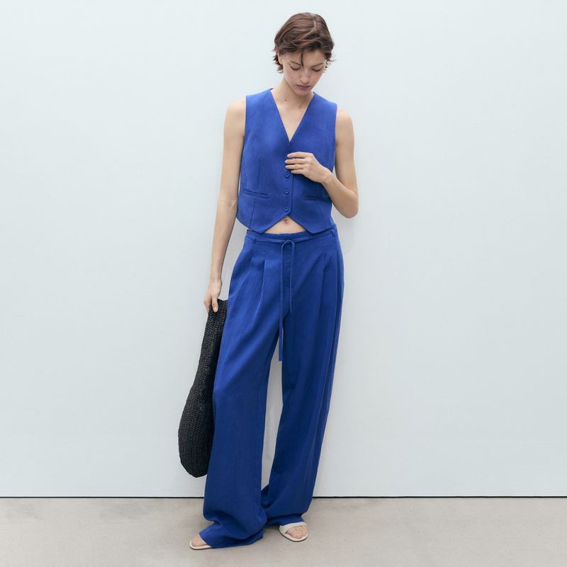 MANGO - Chaleco Traje Recto Lyocell Mujer Mango