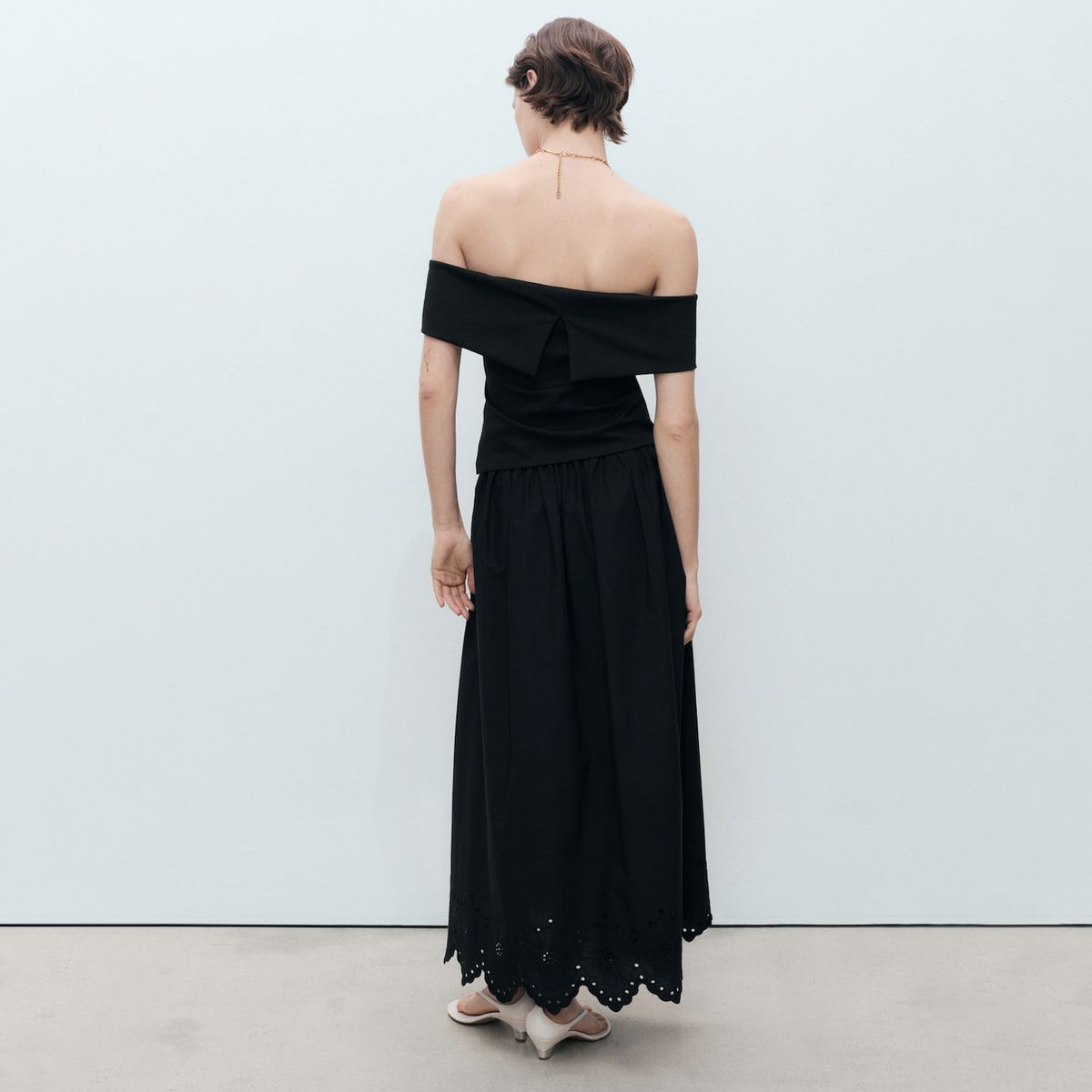 MANGO - Falda Algodón Bajo Bordado Mujer Mango